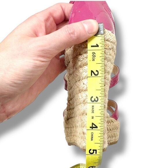 Jimmy Choo Dark Pink Patent Leather Porto Espadrille Platform Wedge Sandals 38 - Picture 8 of 12